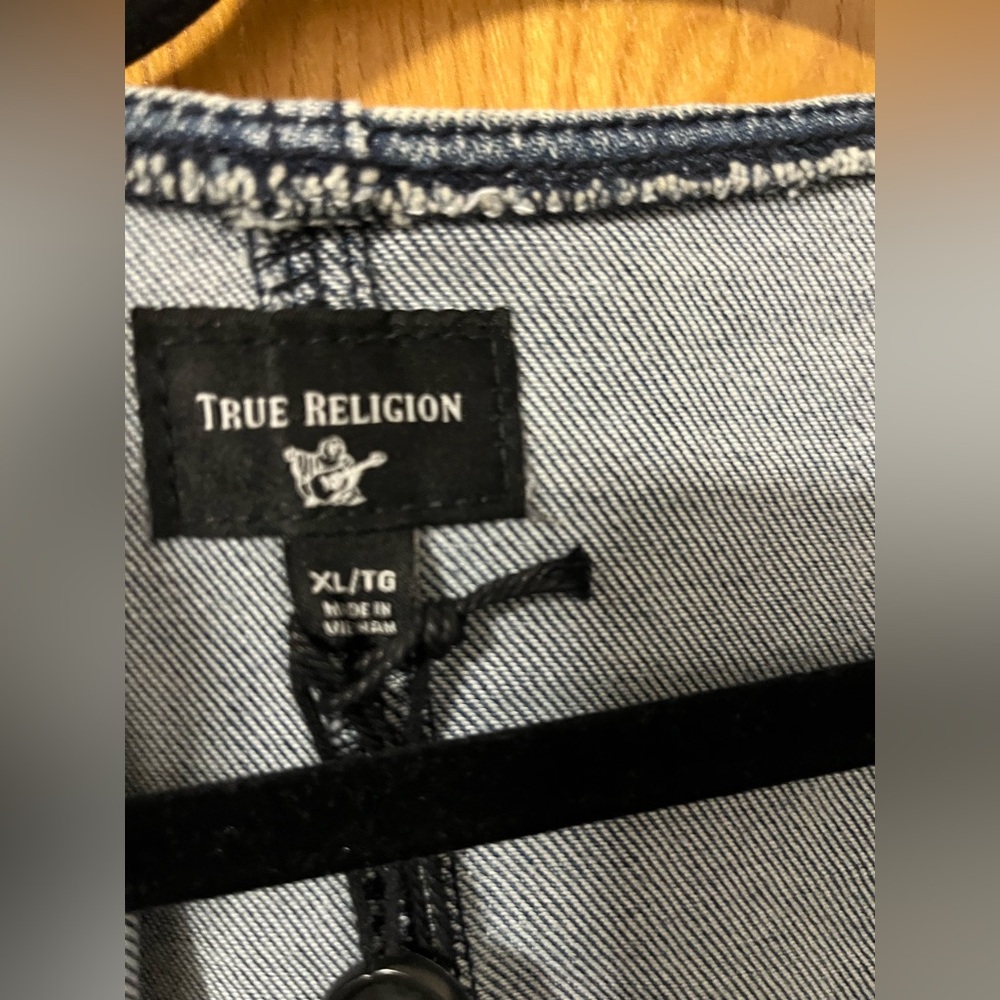 True Religion zip up Blue denim/jean Sheath Midi Dress XL - Picture 5 of 11